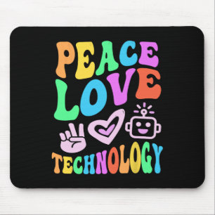 Vintage PEACE LIEBE TECHNOLOGIE Retro Computerunte Mousepad