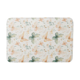 Vintage Peach and Mint Butterfly Watercolor Badematte