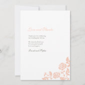 Vintage Peach Floral Rose Hochzeit Dankeskarte (Rückseite)