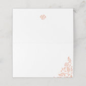 Vintage Peach Floral Rose Hochzeit Platzkarte (Außenseite Aufgefaltet)