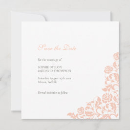 Vintage Peach Floral Rose Spitzen Square Hochzeit Save The Date