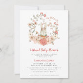 Vintage Peach Foliage Virtual Baby Dusche Einladung (Vorderseite)