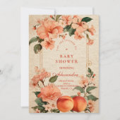 Vintage Peach Garden Botanical Baby Shower Einladung (Vorderseite)