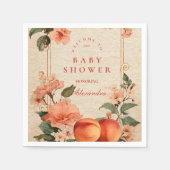 Vintage Peach Garden Botanical Baby Shower Serviette (Vorderseite)