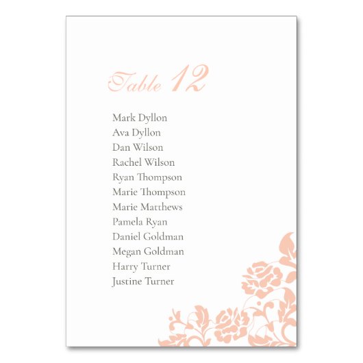 Vintage Peach Rose Spitzentabelle Hochzeit Tischnummer (Rückseite)