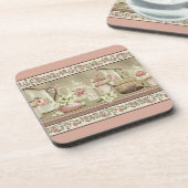 Vintage Peach Tea & Roses Untersetzer (Linke Seite)