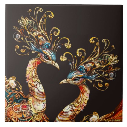 vintage peacock circus carnival entertainment fliese (Vorderseite)