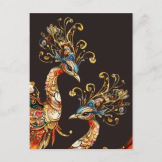 vintage peacock circus carnival entertainment postkarte