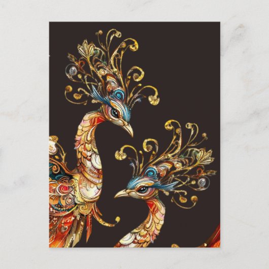 vintage peacock circus carnival entertainment postkarte (Vorderseite)