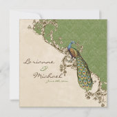 Vintage Peacock & Etchings Wedding Einladung (Rückseite)