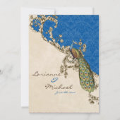 Vintage Peacock & Etchings Wedding Einladung (Rückseite)