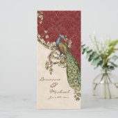 Vintage Peacock & Etchings Wedding Einladung (Stehend Vorderseite)