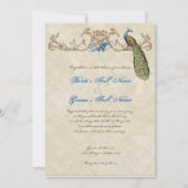 Vintage Peacock & Etchings Wedding Einladung (Vorderseite)