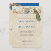 Vintage Peacock & Etchings Wedding Einladung (Vorne/Hinten)