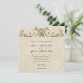 Vintage Peacock & Etchings Wedding Einladung (Stehend Vorderseite)