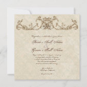 Vintage Peacock & Etchings Wedding Einladung (Vorderseite)