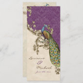 Vintage Peacock & Etchings Wedding Einladung (Vorne/Hinten)