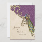 Vintage Peacock & Etchings Wedding Einladung (Rückseite)