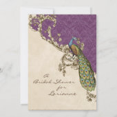 Vintage Peacock & Etchings Wedding Einladung (Rückseite)