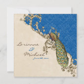 Vintage Peacock & Etchings Wedding Einladung (Rückseite)