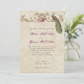 Vintage Peacock & Etchings Wedding Einladung (Stehend Vorderseite)