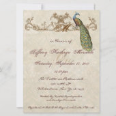 Vintage Peacock & Etchings Wedding Einladung (Rückseite)
