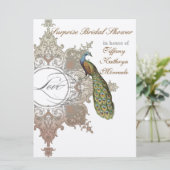 Vintage Peacock & Etchings Wedding Einladung (Stehend Vorderseite)