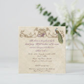Vintage Peacock & Etchings Wedding Einladung (Stehend Vorderseite)