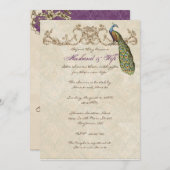 Vintage Peacock & Etchings Wedding Einladung (Vorne/Hinten)