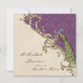 Vintage Peacock & Etchings Wedding Einladung (Rückseite)