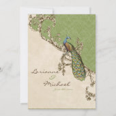 Vintage Peacock & Etchings Wedding Invitation Einladung (Rückseite)