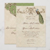 Vintage Peacock & Etchings Wedding Invitation Einladung (Vorne/Hinten)