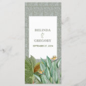 Vintage Peacock Feather Tropical Greenerity Weddin Menükarte (Rückseite)