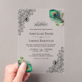Vintage Peacock Feathers Muslim Wedding Acryleinladungen (Insitu (Handheld))