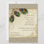 Vintage Peacock Feathers Silver Brautparty Einladung (Rückseite)