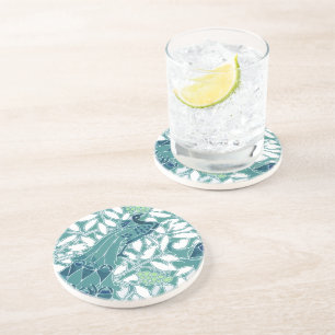 Vintage Peacock-Untersetzer Sandstein Untersetzer