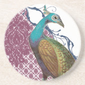 Vintage Peacock-Untersetzer Sandstein Untersetzer (Vorne)