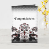 Vintage Peacocks & florale Goth-Hochzeit Karte (Gelbe Blume)