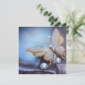 Vintage Pearl Kristall Butterfly Card (Stehend Vorderseite)