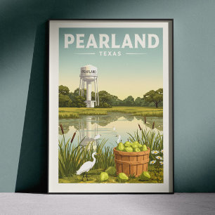 Vintage Pearland Texas Poster
