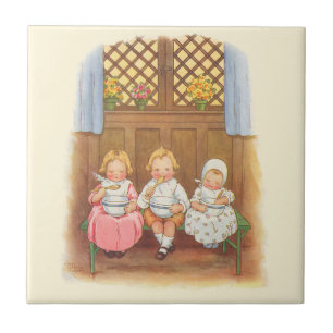 Vintage Pease Porridge Hot Kinderreim Fliese