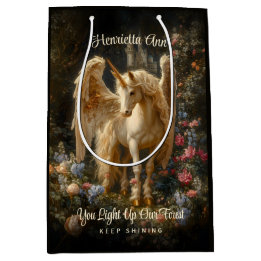 Vintage Pegasus Fantasy Wald Einhorn Whimsical Mittlere Geschenktüte