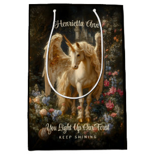 Vintage Pegasus Fantasy Wald Einhorn Whimsical Mittlere Geschenktüte