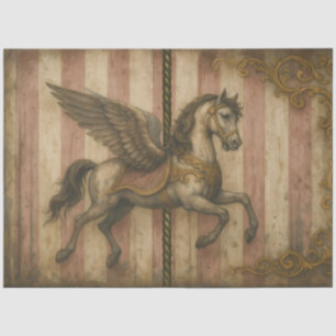 Vintage Pegasus Karussell   Vergoldetes geflügelte Seidenpapier