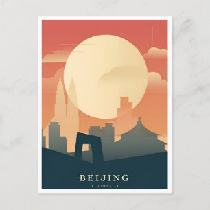 Vintage Peking China Chinesisch Reise Aquarell Postkarte