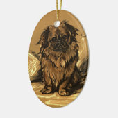Vintage Pekingese Weihnachtsverzierungen Keramikornament (Links)