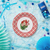 Vintage Pelargonien mit korallenrotem rosa Pappteller (Party)