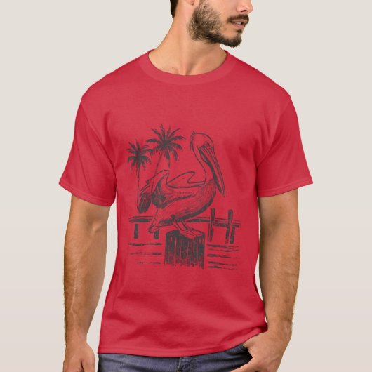 Vintage Pelican On A Post family T-Shirt (Vorderseite)