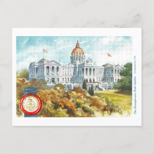 Vintage Pennsylvania-Kapitol mit Siegel Postkarte