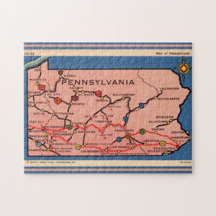 Vintage-Pennsylvania-Karte 11x14-Jigsaw-Puzzle Puzzle